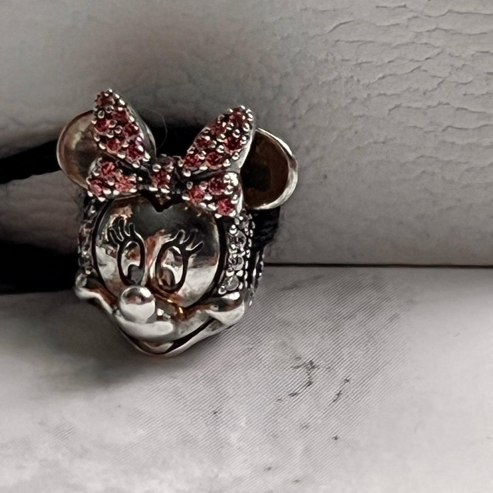 New Pandora Silver and Pink Minnie Mouse Charm